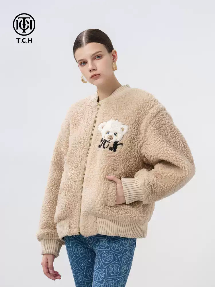 TCH Zip Up  Fleece Oversized Sherpa Jacket