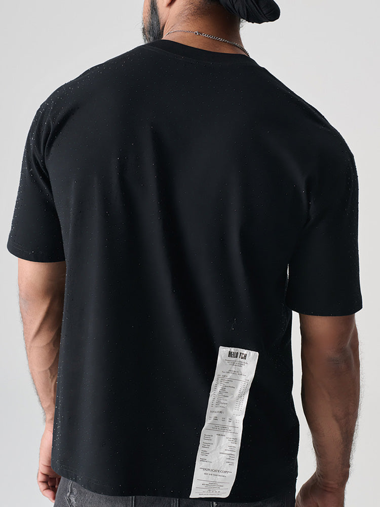 TCH Black Cotton Jersey T-shirt with Patches