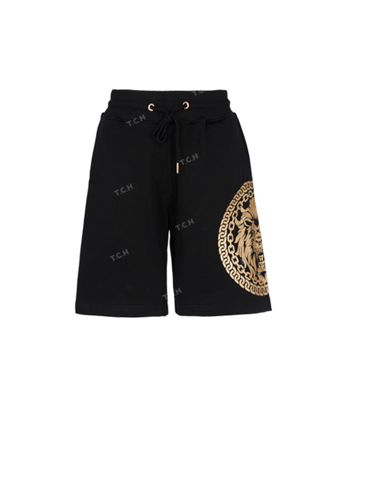 TCH Lion Print High Waist Track Shorts