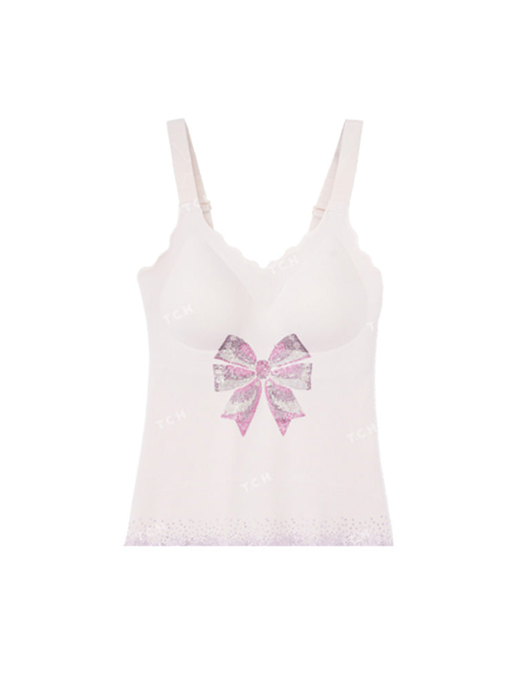 TCH Rhinestone Bow Padded Cami Top