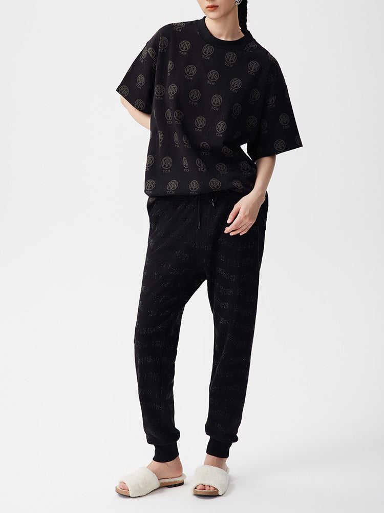 TCH Rhinestone Allover Logo T Shirt in Black