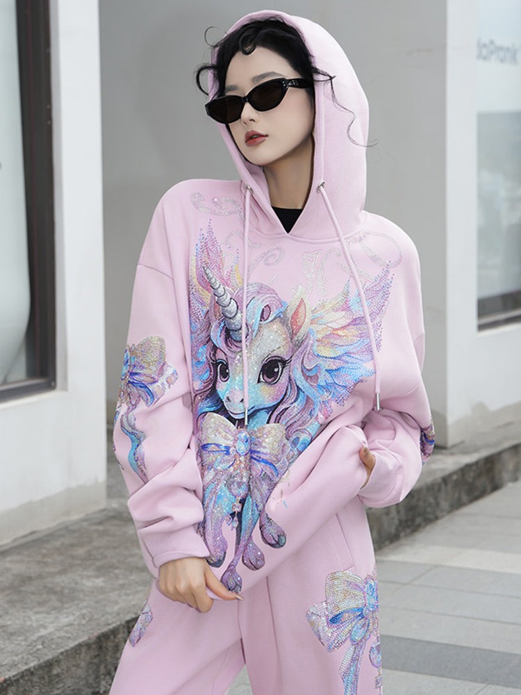 TCH Bow Rhinestone Unicorn & Wings Hoodie