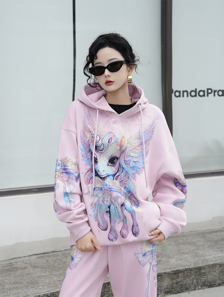 TCH Bow Rhinestone Unicorn & Wings Hoodie