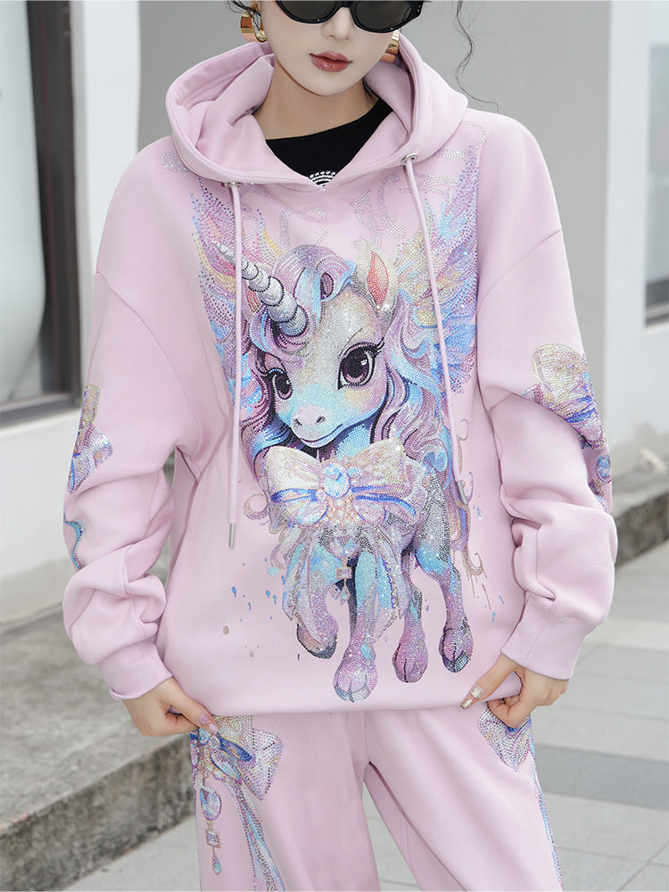 TCH Bow Rhinestone Unicorn & Wings Hoodie