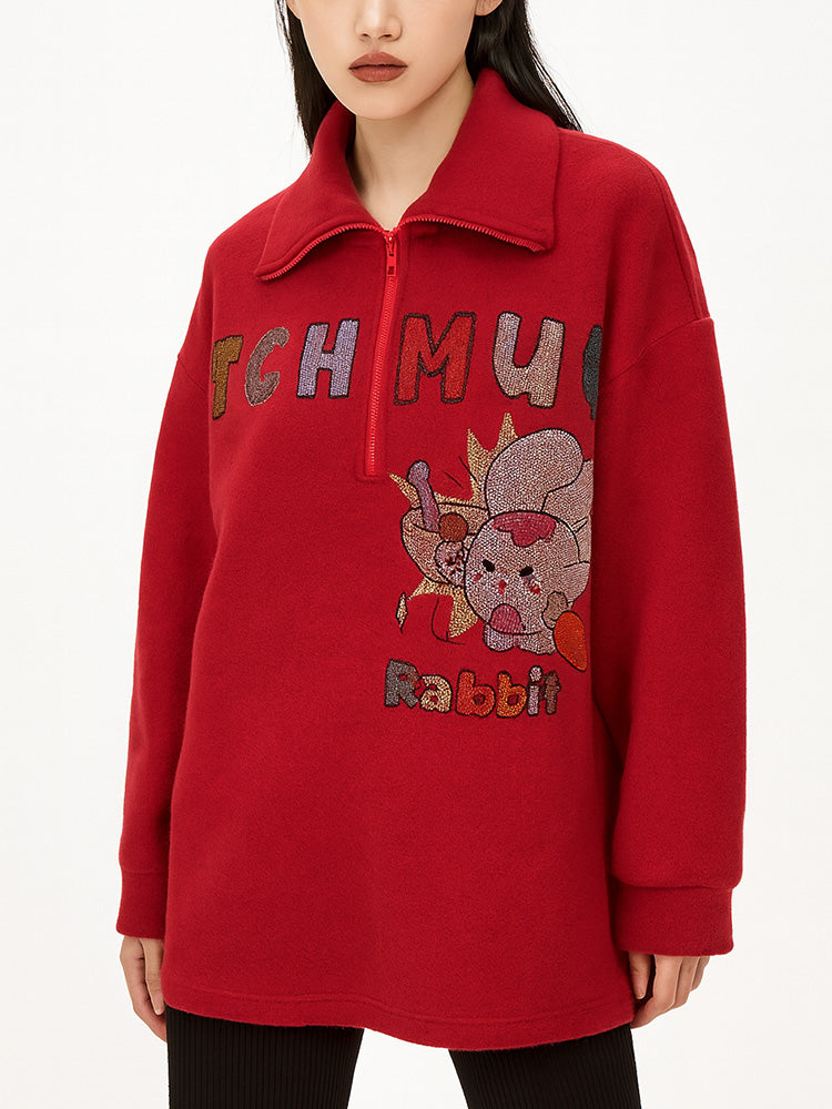 TCH Oversized Rhinestone Graphic Sweatshirt