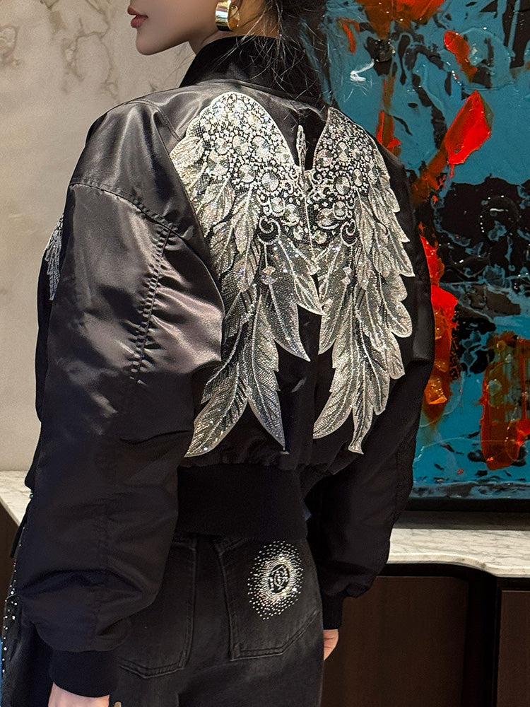 TCH Luxe Rhinestone Winged Bomber Jacket