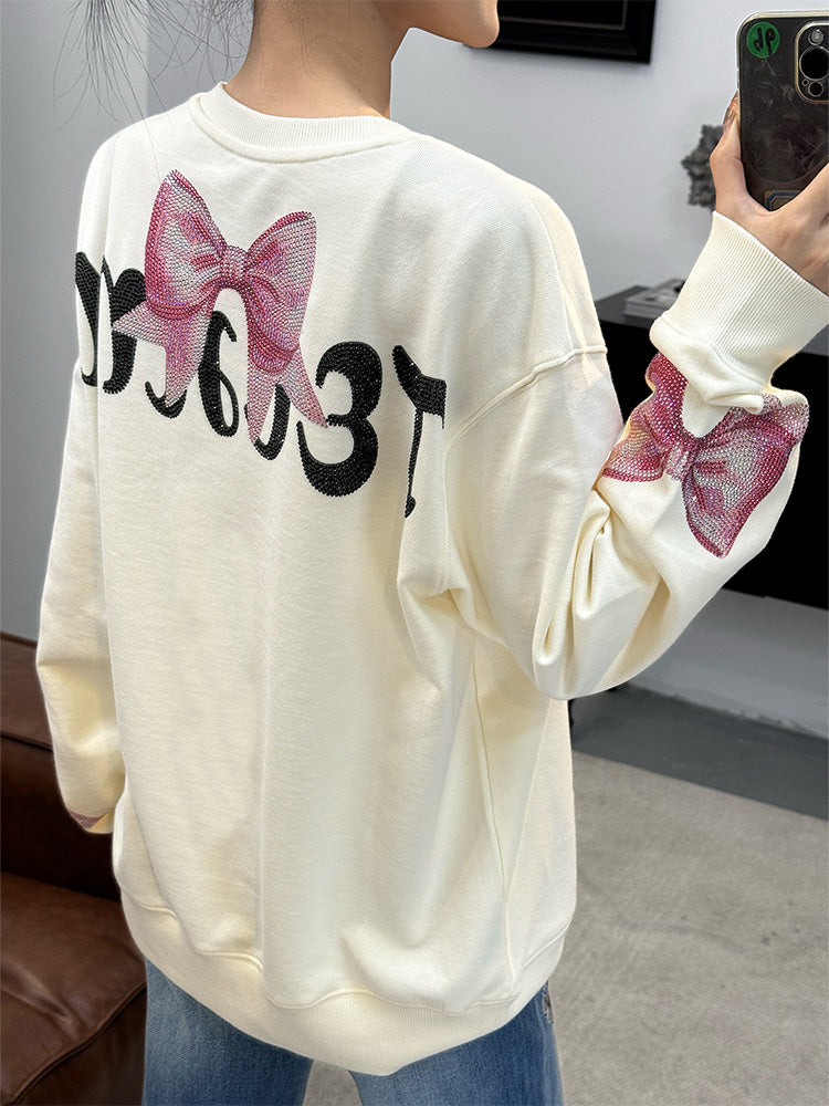 TCH Sparkling Bow Rhinestone Poodle Sweatshirt