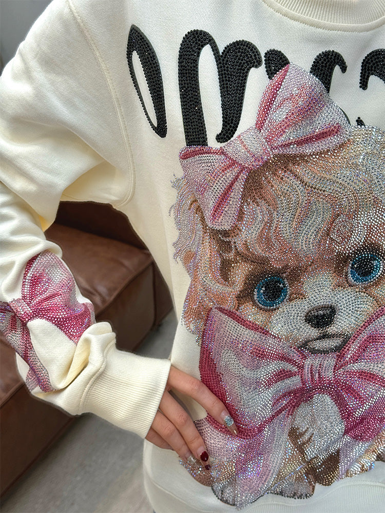 TCH Sparkling Bow Rhinestone Poodle Sweatshirt