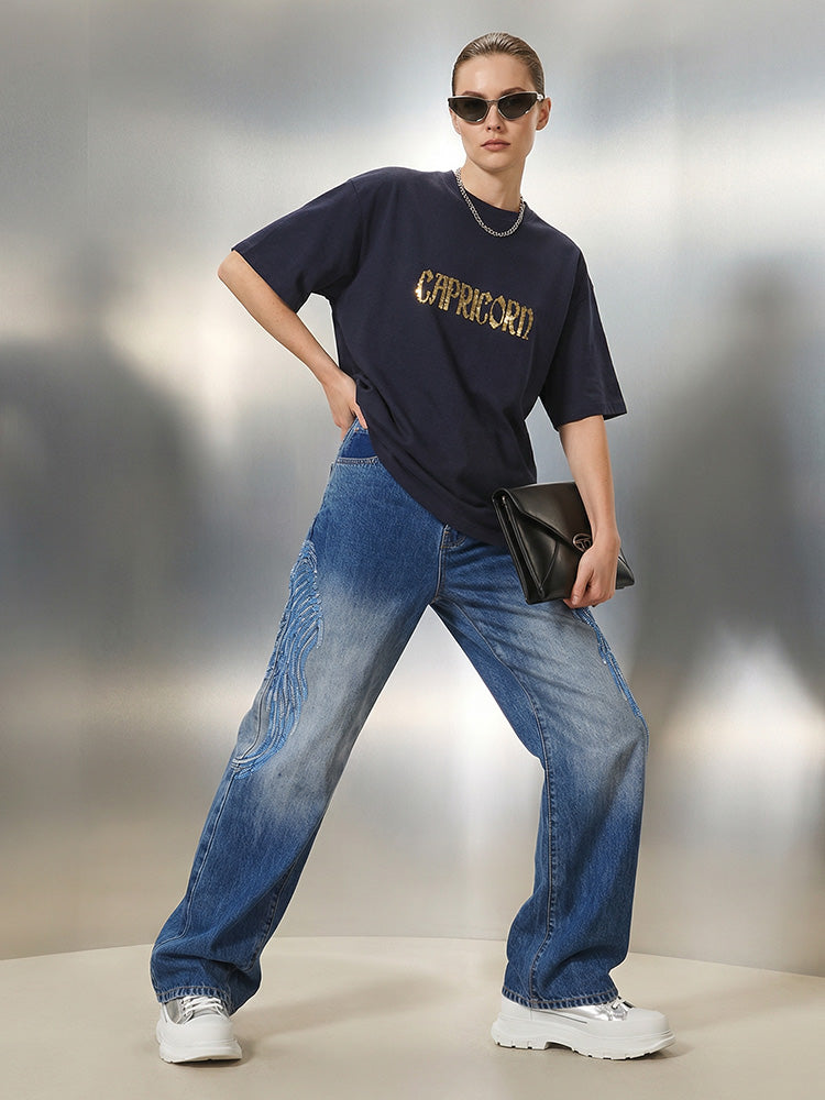 tch rhinestone unisex graphic t shirt navy HighEnd Luxury Streetwear Brand Official Showcase