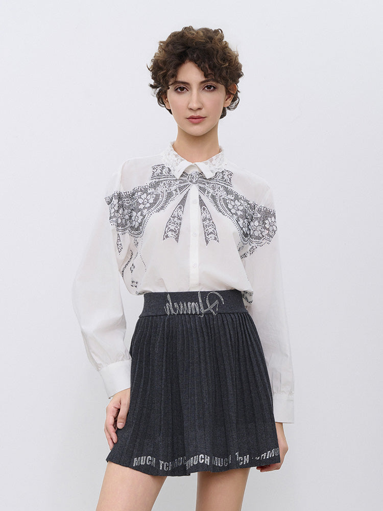TCH Rhinestone Bow Print Lace Essential Shirts