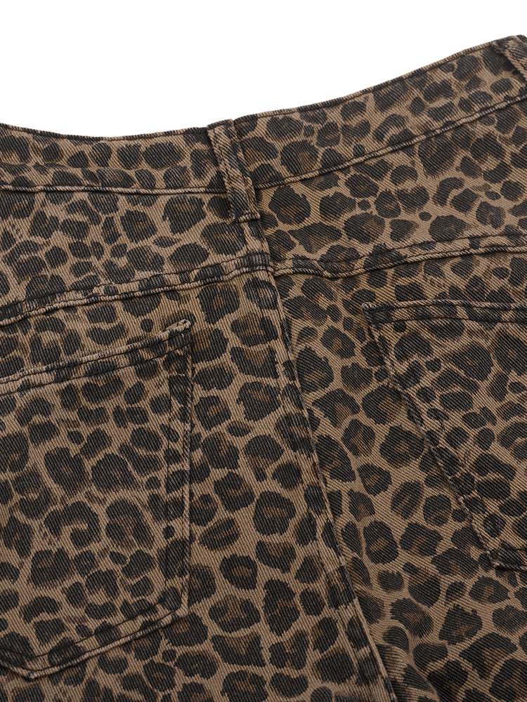 TCH Leopard Print Rhinestone Wings Pants for Spring