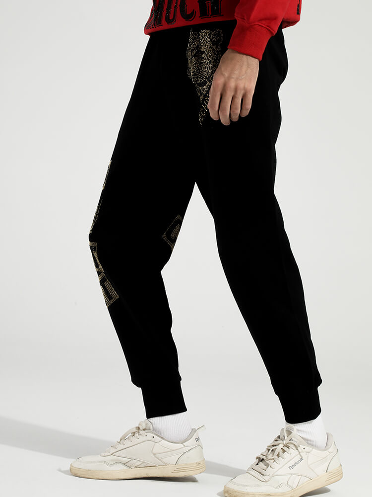 TCH Men's Letter Print Hot Diamond Causal Joggers