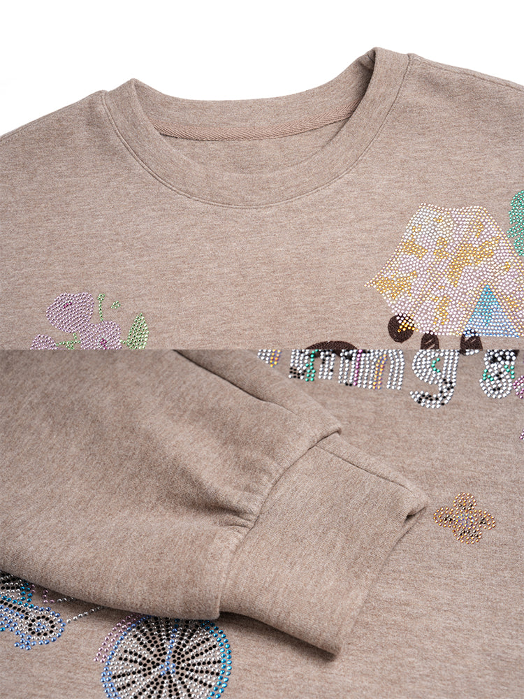 TCH Crystal Letter Graphic Sweatshirt & Knit Skirt Set