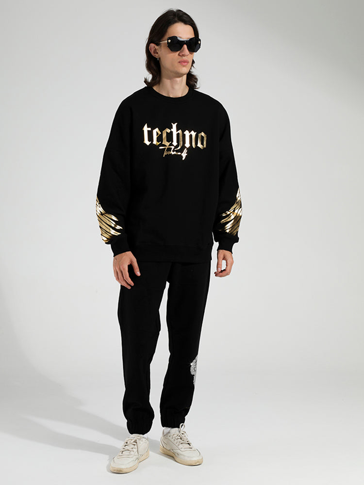 TCH Gold Foil Prints Wings Sleeve Sweatshirts
