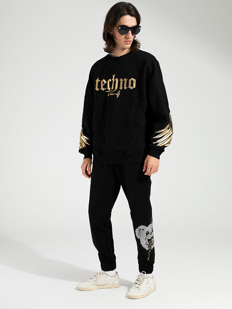 TCH Gold Foil Prints Wings Sleeve Sweatshirts