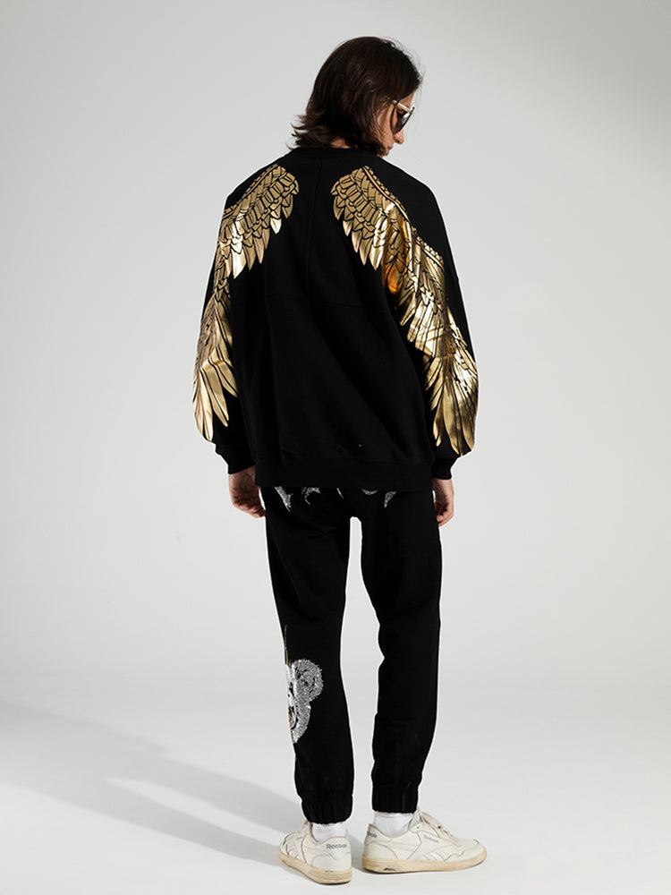 TCH Gold Foil Prints Wings Sleeve Sweatshirts