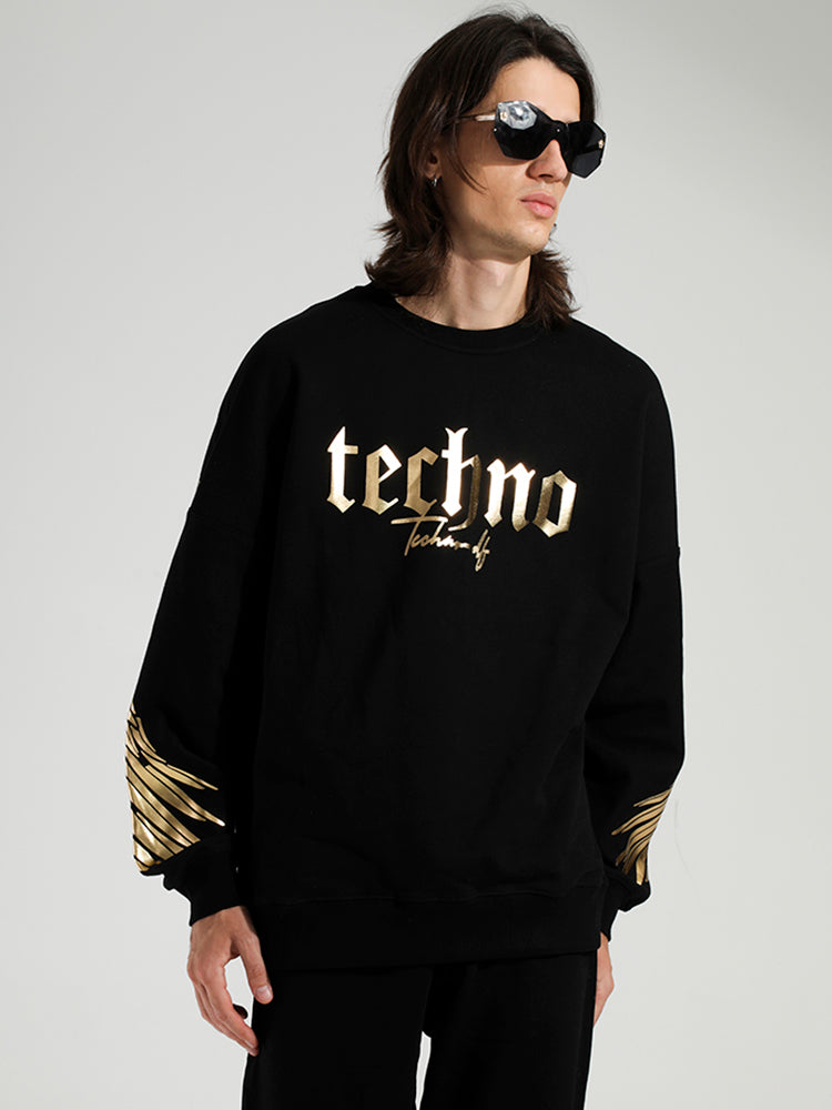 TCH Gold Foil Prints Wings Sleeve Sweatshirts