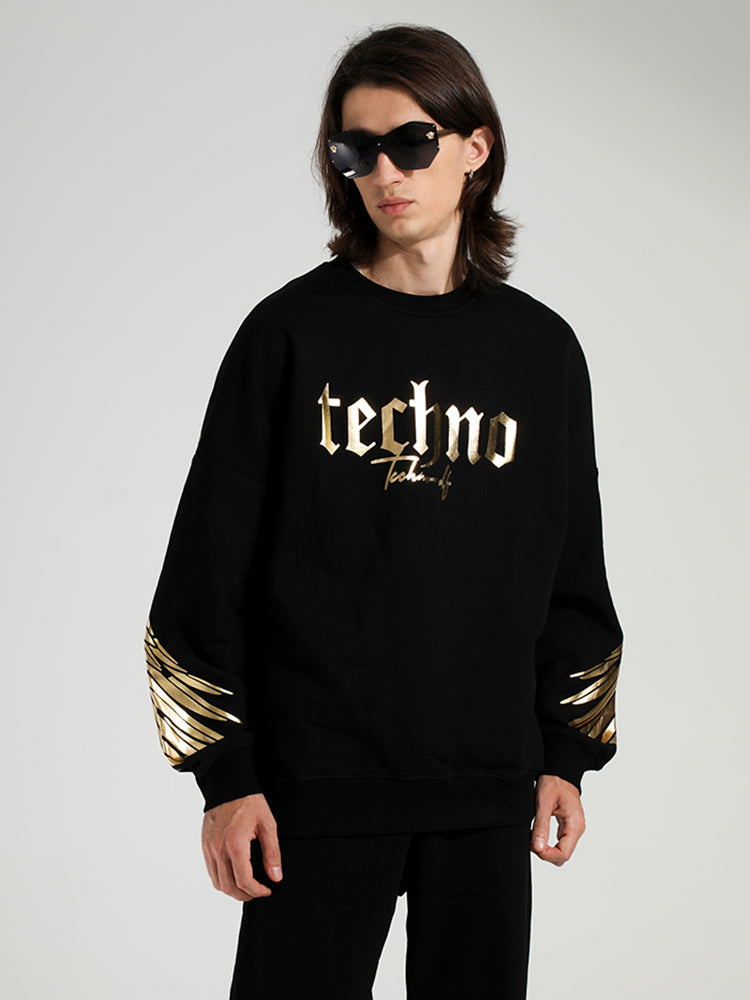 TCH Gold Foil Prints Wings Sleeve Sweatshirts