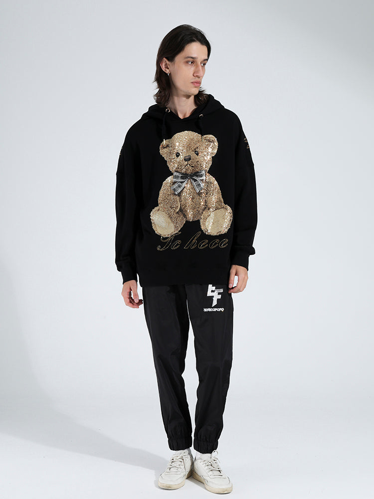 TCH Men's Rhinestone Bear Long Sleeve Hoodie