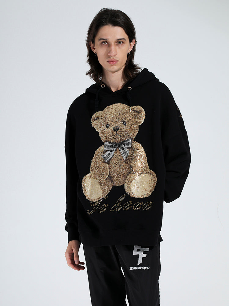 TCH Men's Rhinestone Bear Long Sleeve Hoodie