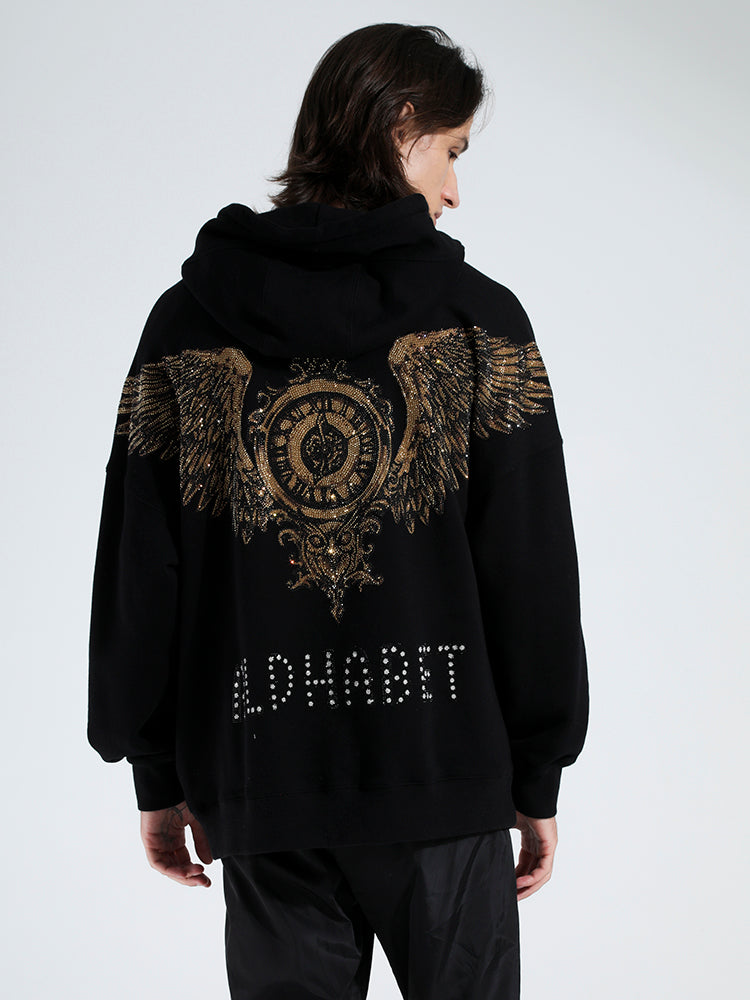 TCH Men's Rhinestone Bear Long Sleeve Hoodie