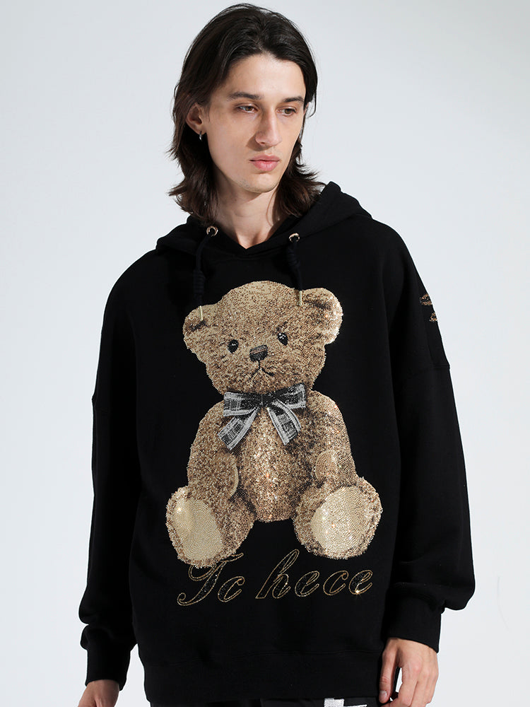 TCH Men's Rhinestone Bear Long Sleeve Hoodie