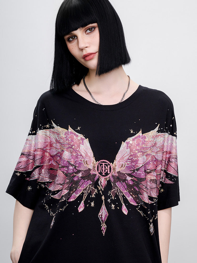 TCH Presale Pink Rhinestone Wings Bow Short Dress
