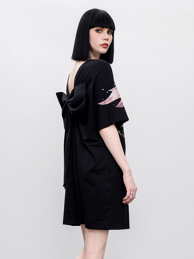 TCH Presale Pink Rhinestone Wings Bow Short Dress