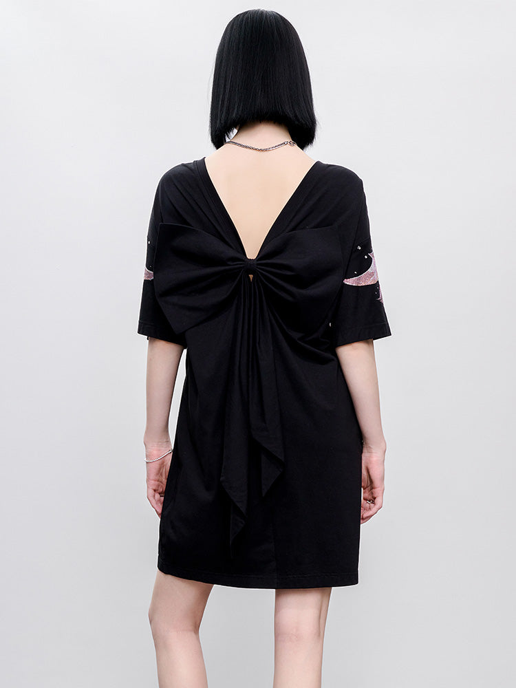 TCH Presale Pink Rhinestone Wings Bow Short Dress