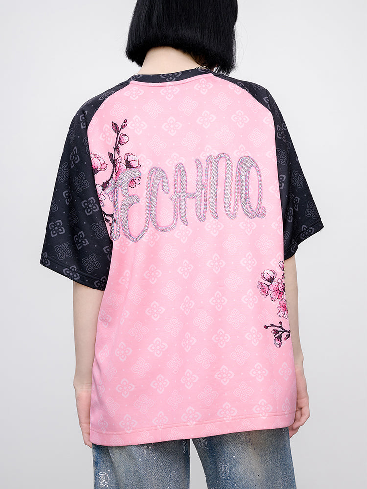 TCH Floral Rhinestone Snake Raglan Sleeve Tee