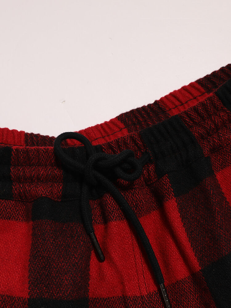 TCH Plaid Graphic Rhinestone Wide Leg Long Pants