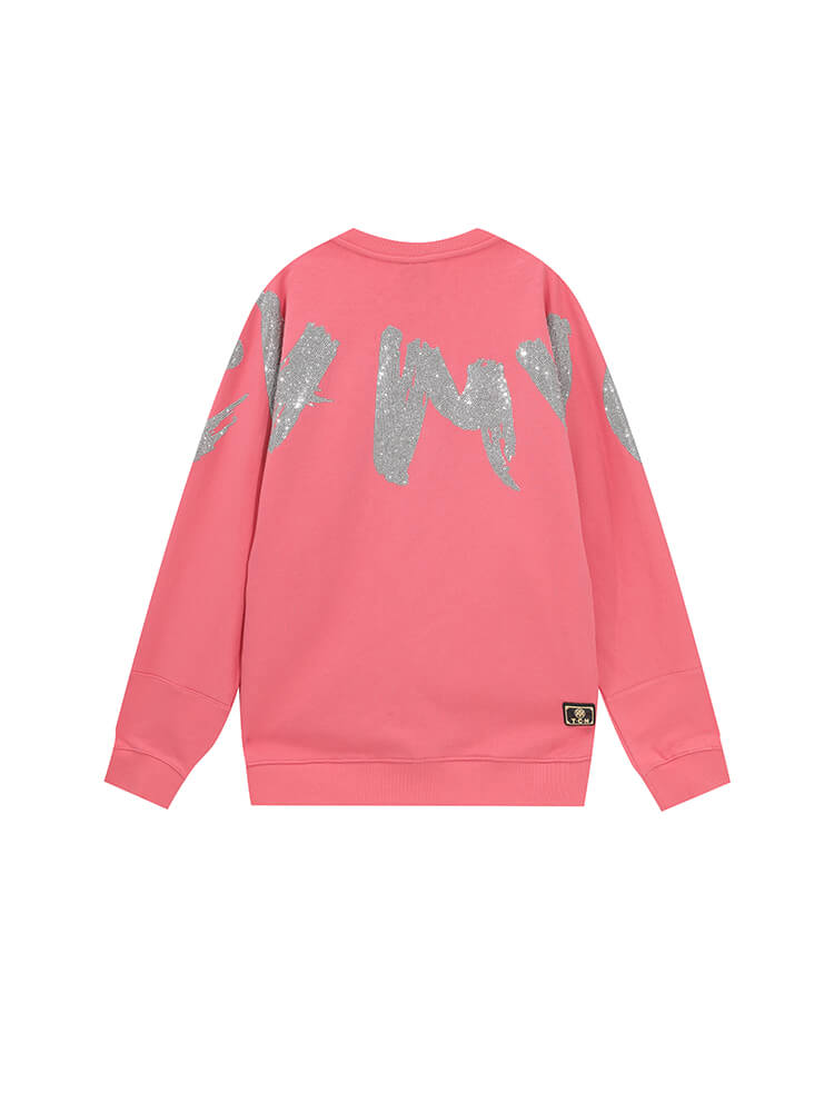 TCH Cute Bear Rhinestone Letter Pink Sweatshirt