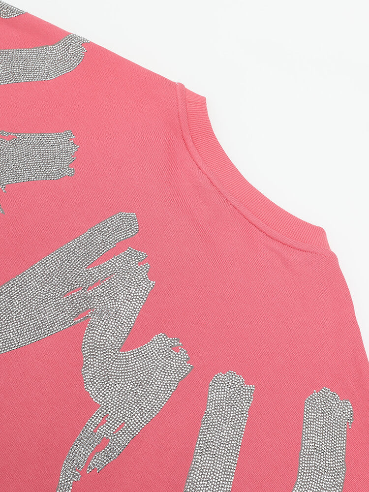 TCH Cute Bear Rhinestone Letter Pink Sweatshirt