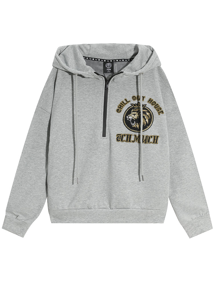 TCH Unisex Wing Rhinestones Zipper Casual Hoodie