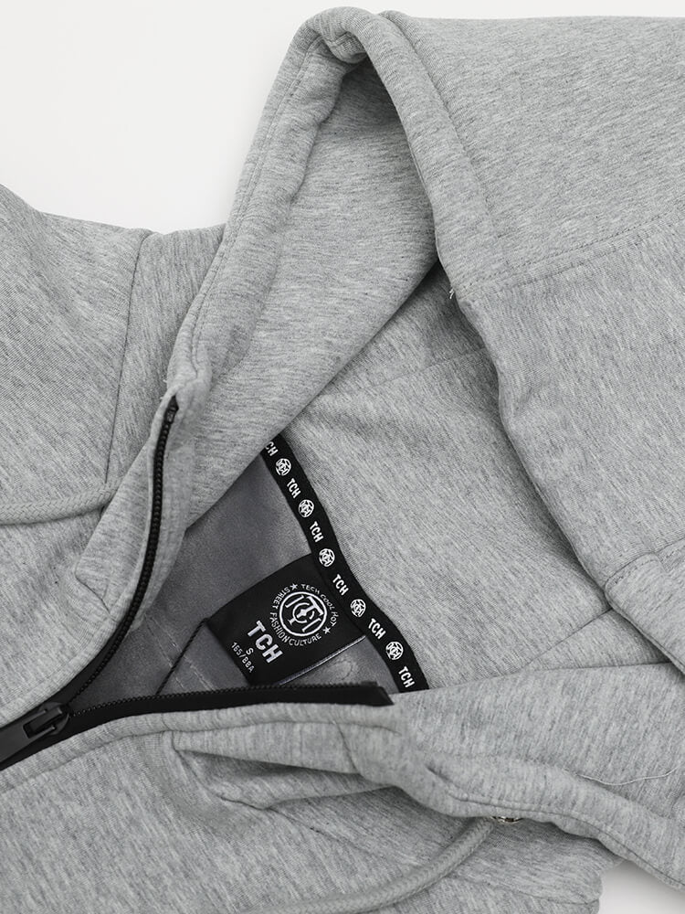 TCH Unisex Wing Rhinestones Zipper Casual Hoodie