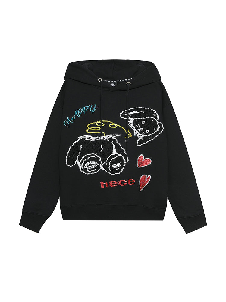 TCH Graphic Rhinestone Oversized Unisex Hoodie