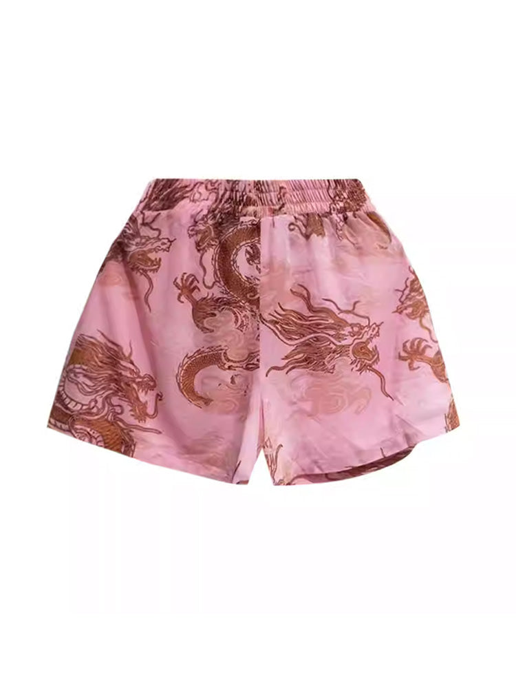 TCH Rhinestone Dragon Elastic Waist Lounge Shorts