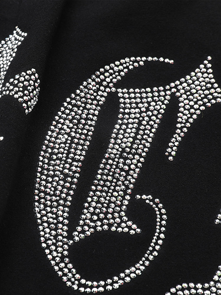 TCH Men's Rhinestone Graphics Black Joggers