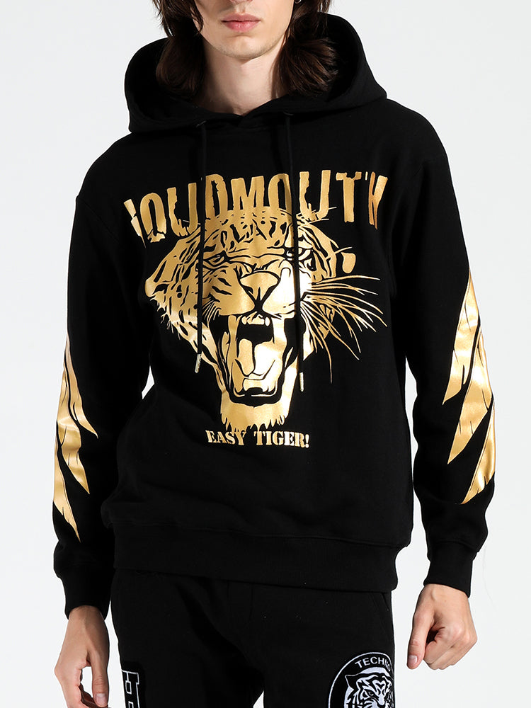 TCH Unisex Black Hoodie with Lion Head Design