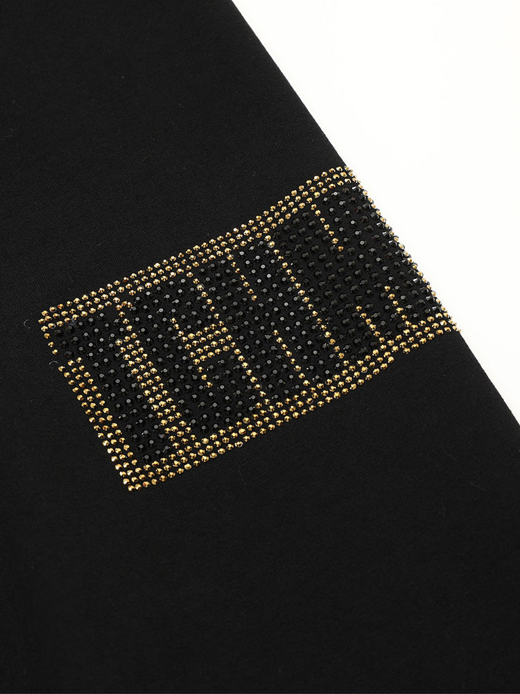 TCH Rhinestone Letter Cut Out High Waist Pants