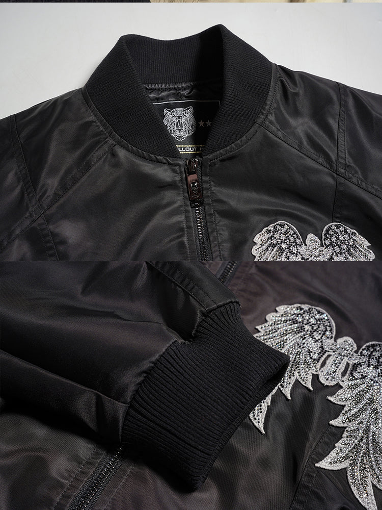 TCH Luxe Rhinestone Winged Bomber Jacket
