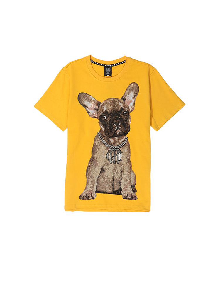 TCH Rhinestone Dog Print Short Sleeve T-shirt