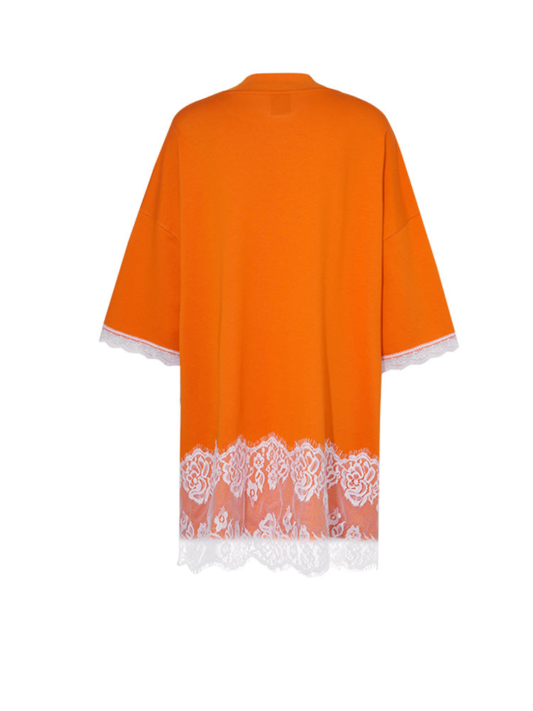 TCH Presale Tiger Rhinestone Contrast Lace T Shirt Dress