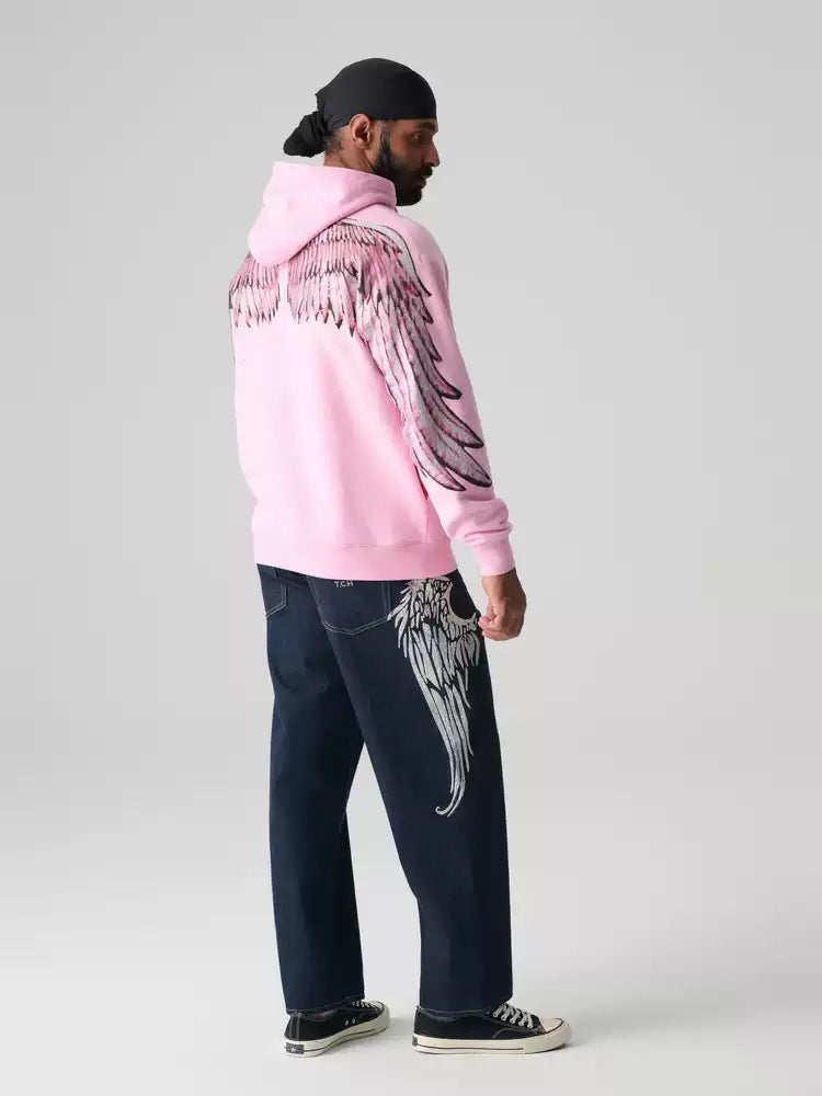 TCH Pink Rhinestone  Bear Hoodies with Angel Wings