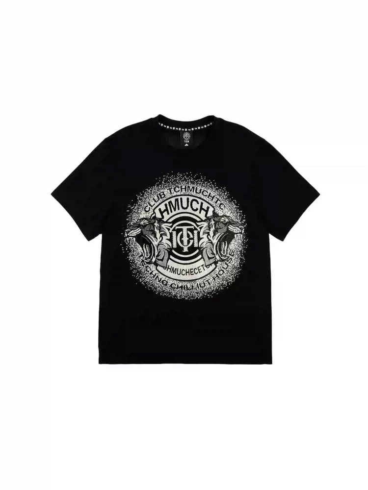 TCH Logo letter Rhinestone Black T-Shirt