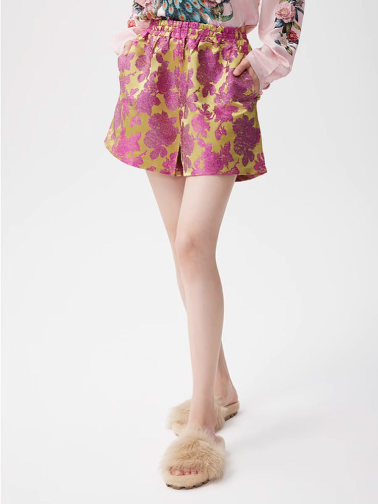 TCH Sparkle Floral Print Rhinestone Shorts