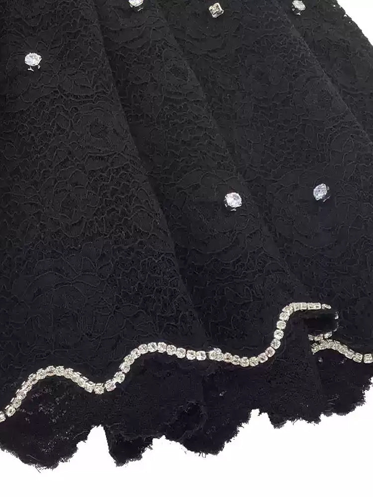 TCH Rhinestone Embellished Lace Flower Sleeve Top