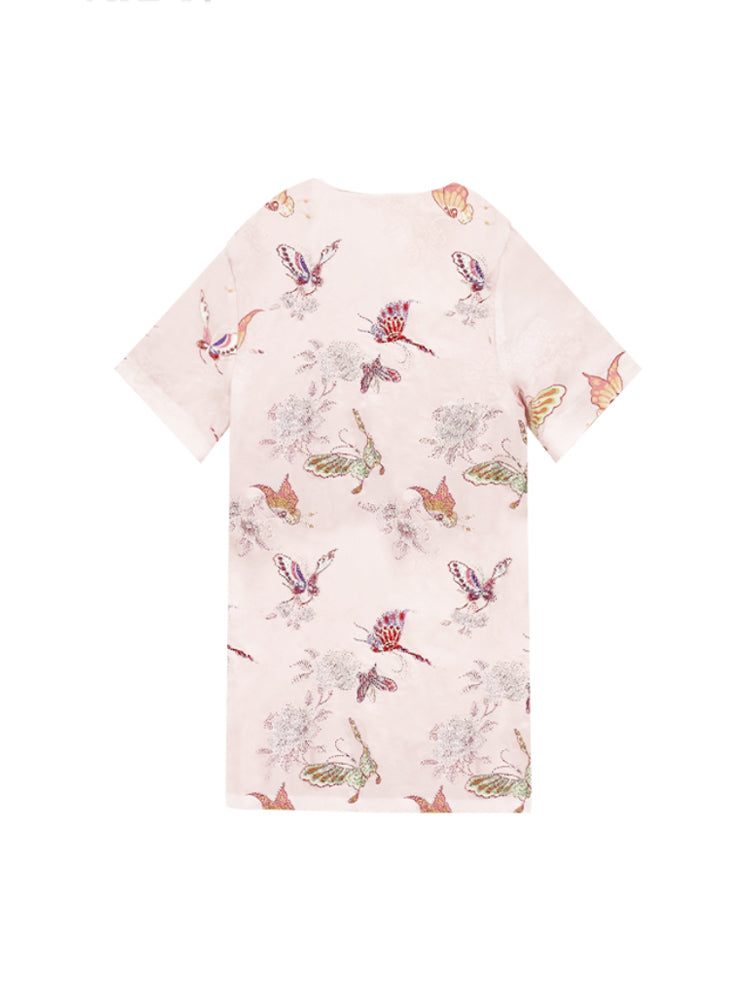TCH Luxury Butterfly Rhinestone Floral Print Mini Dress