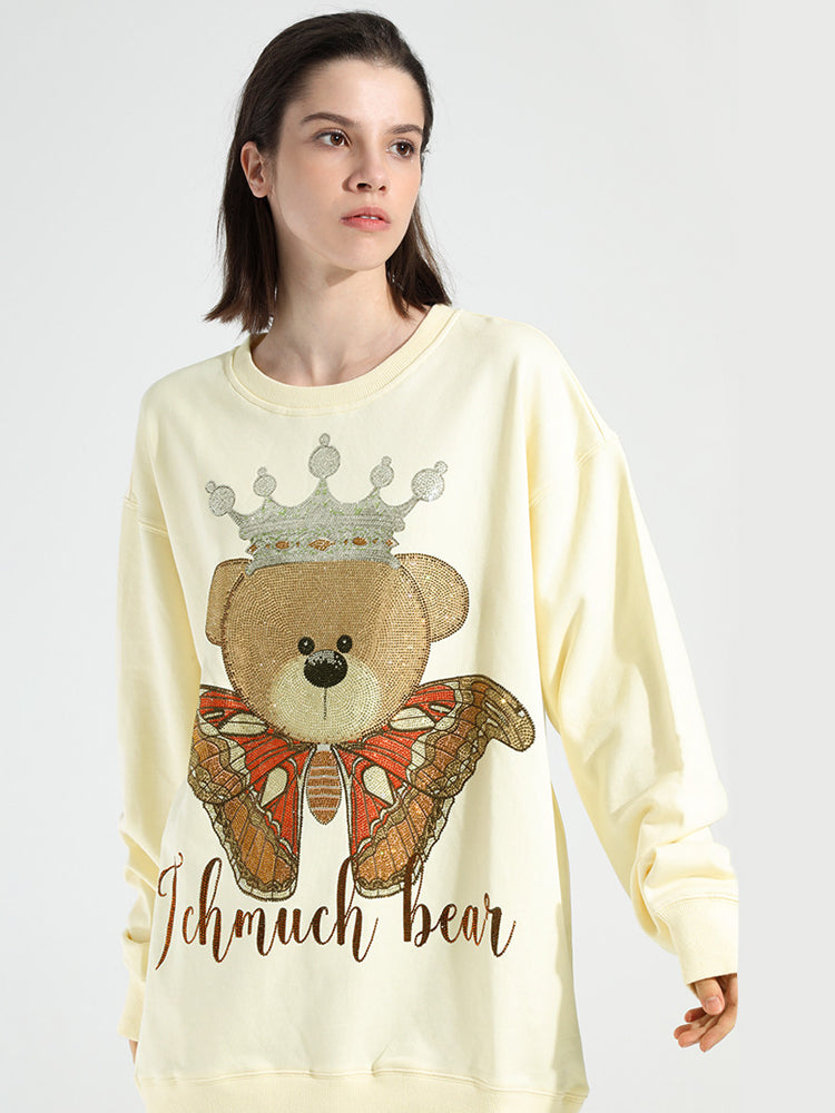 TCH Graphic Rhinestone Oversized Pullover Sweatshirt