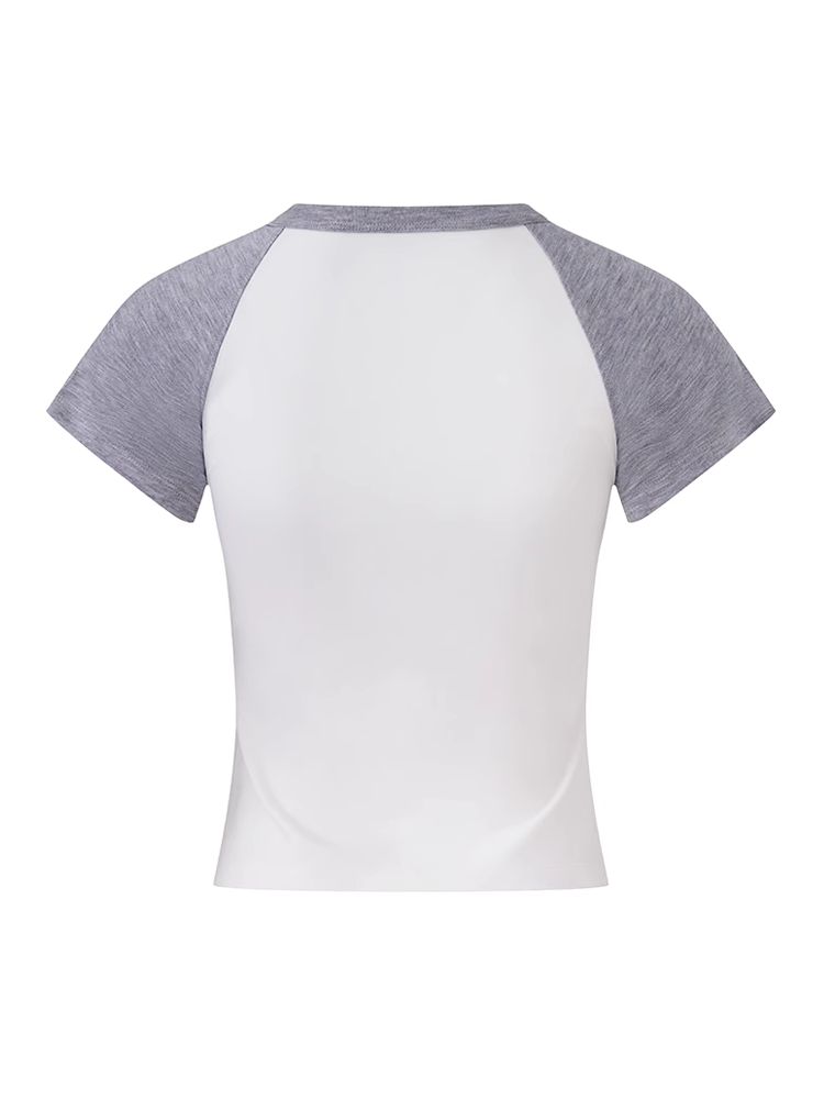 TCH Rhinestone Letter Contrast Raglan Sleeve Tee